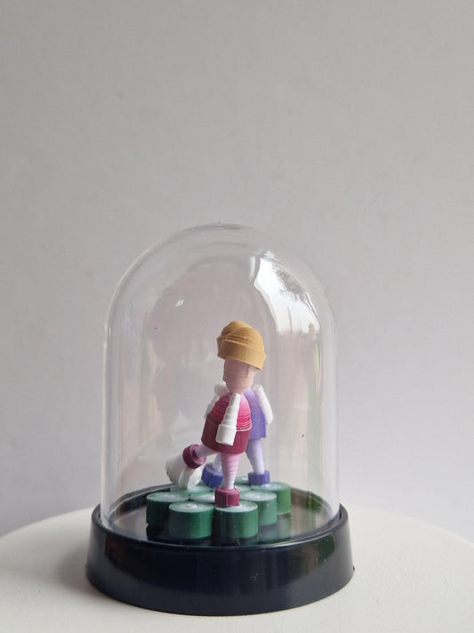 3D Playing With The Lads Quilled Paper quilling football statues Freestanding cloche jar! Cute.