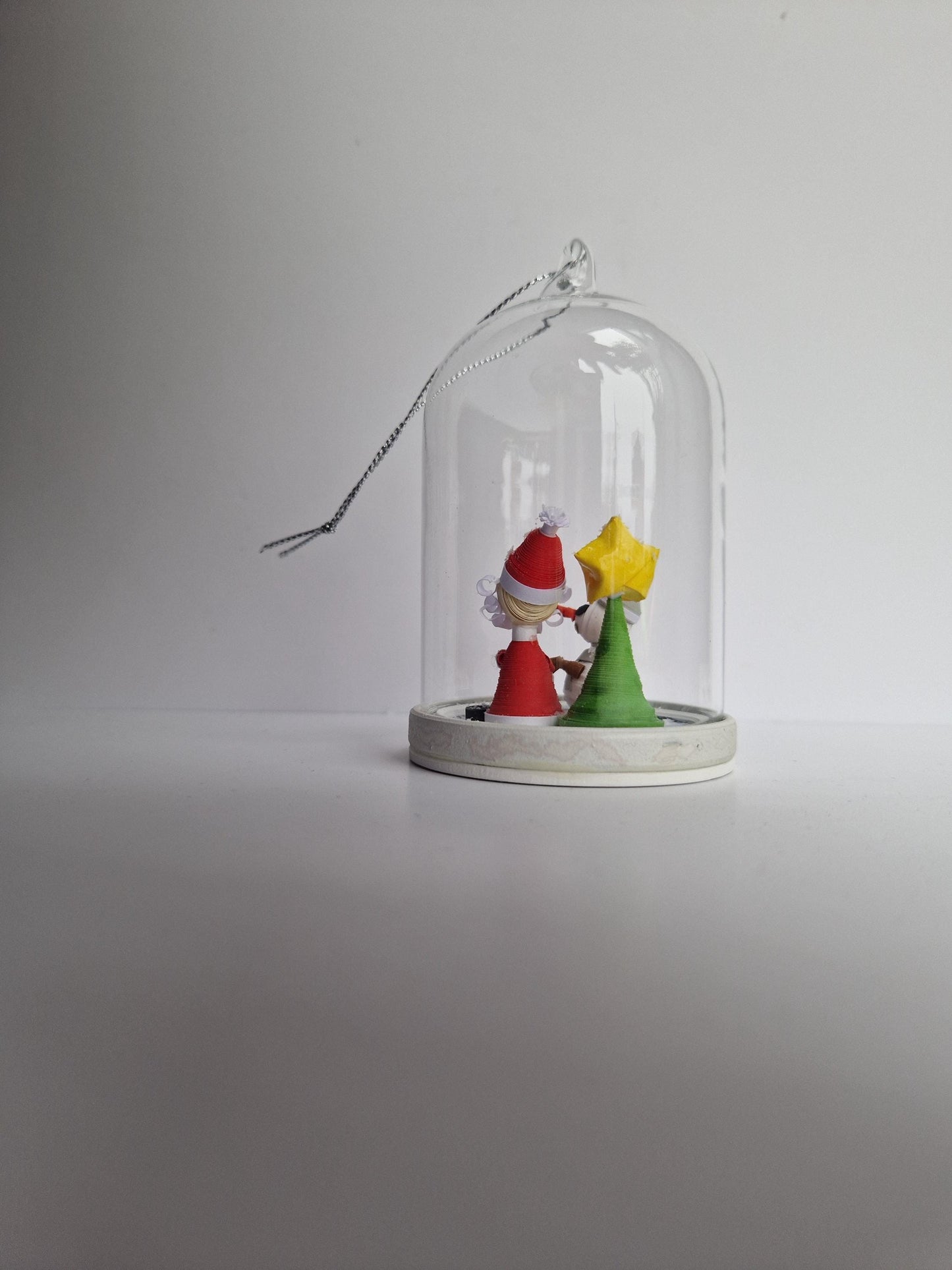 3D Santa and Frosty Quilled Paper Glass Christmas Freestanding or Hanging Bauble!