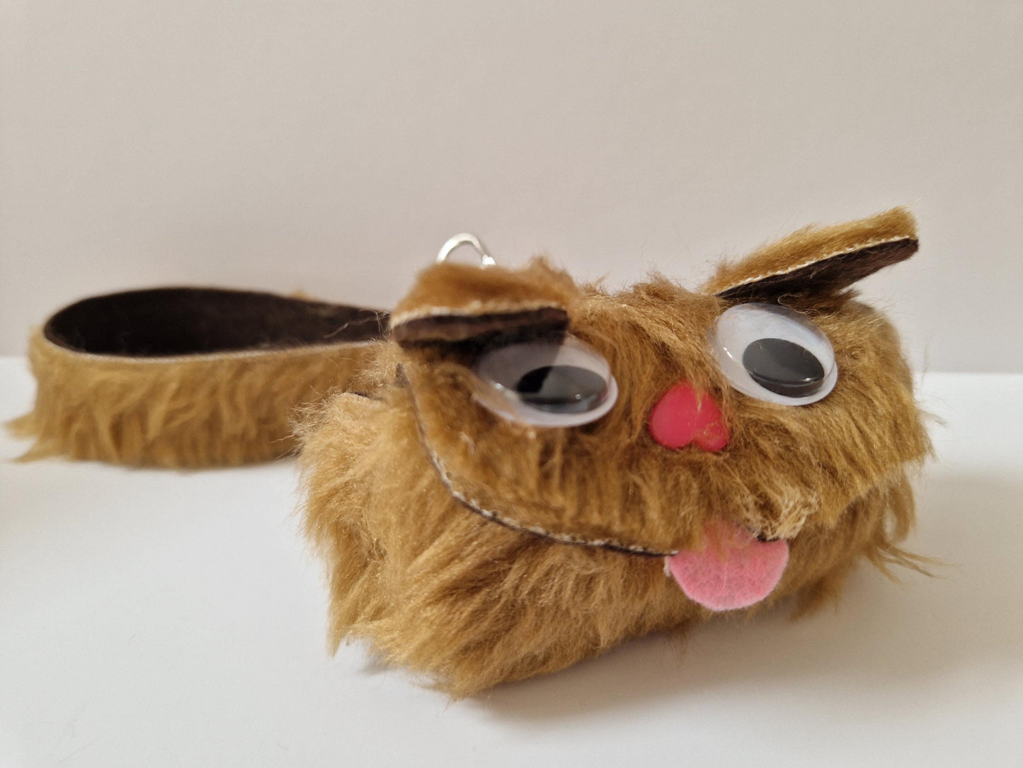 Fun Dog Walk Poop Bag Holder Dispenser Face Googly Eyes Puppy Fur Baby