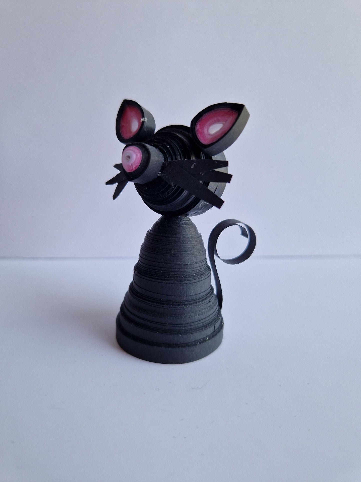 Handmade Quilled Paper Black Cat in Cloche Jar: Filigree Art Gift