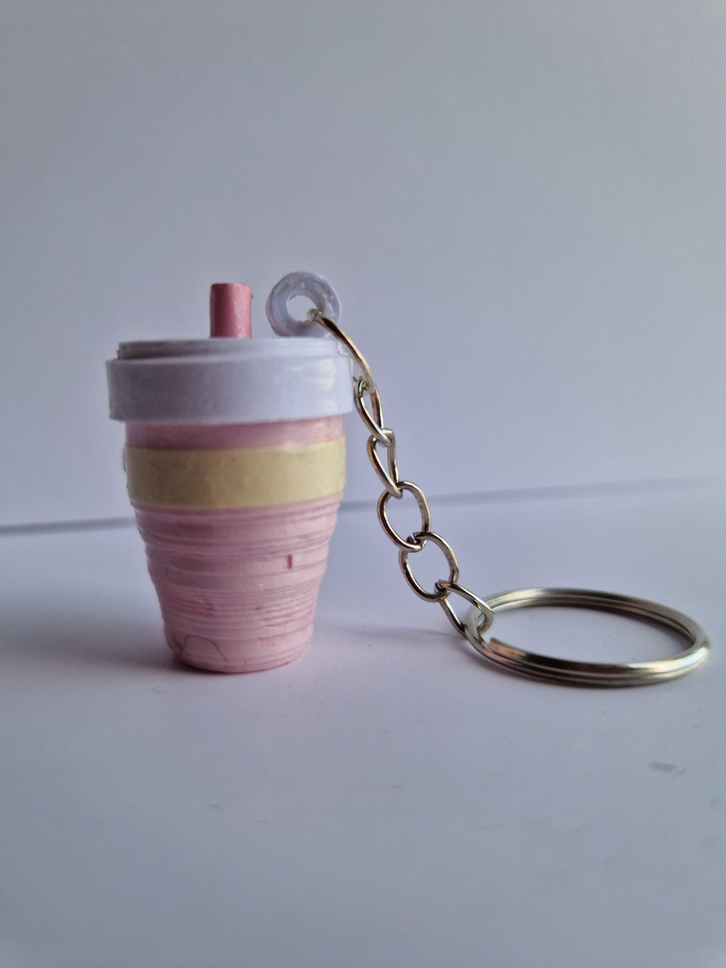 Handmade Quilled Paper Boba Tea Keyring: 3D Filigree Art Gift