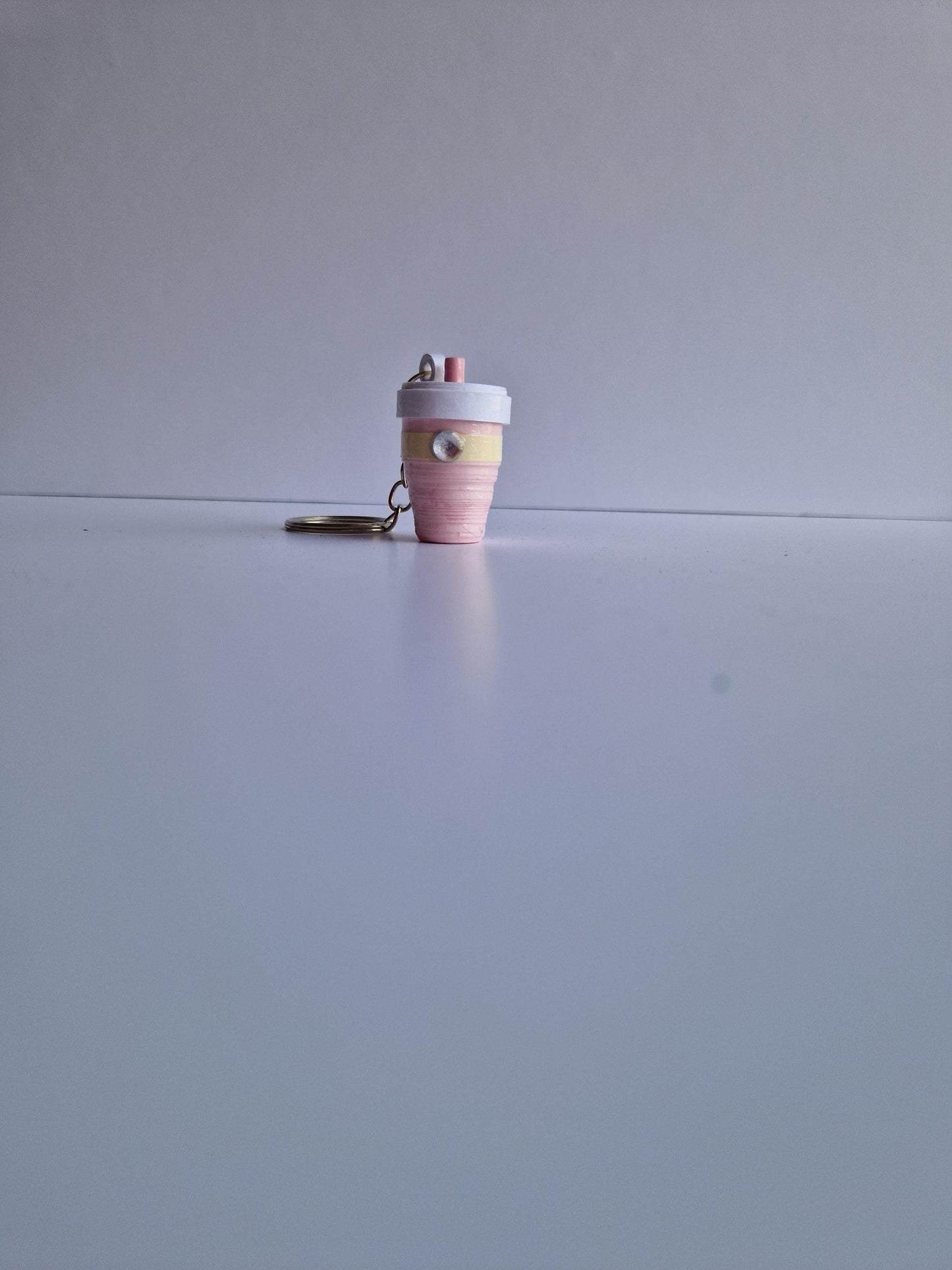 Handmade Quilled Paper Boba Tea Keyring: 3D Filigree Art Gift