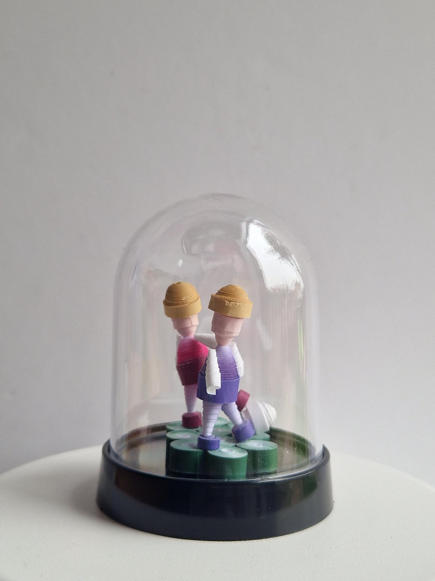 3D Playing With The Lads Quilled Paper quilling football statues Freestanding cloche jar! Cute.