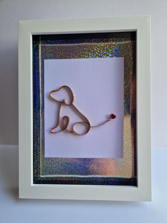 Handmade Quilled Dog in a Frame | Filigree Quilling