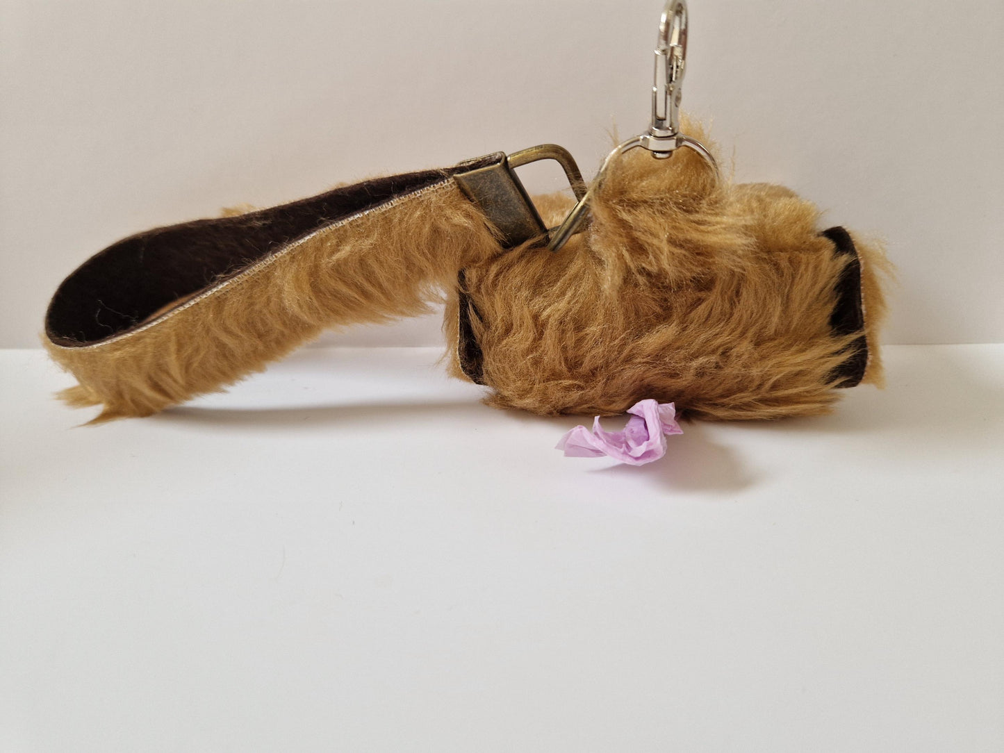 Fun Dog Walk Poop Bag Holder Dispenser Face Googly Eyes Puppy Fur Baby