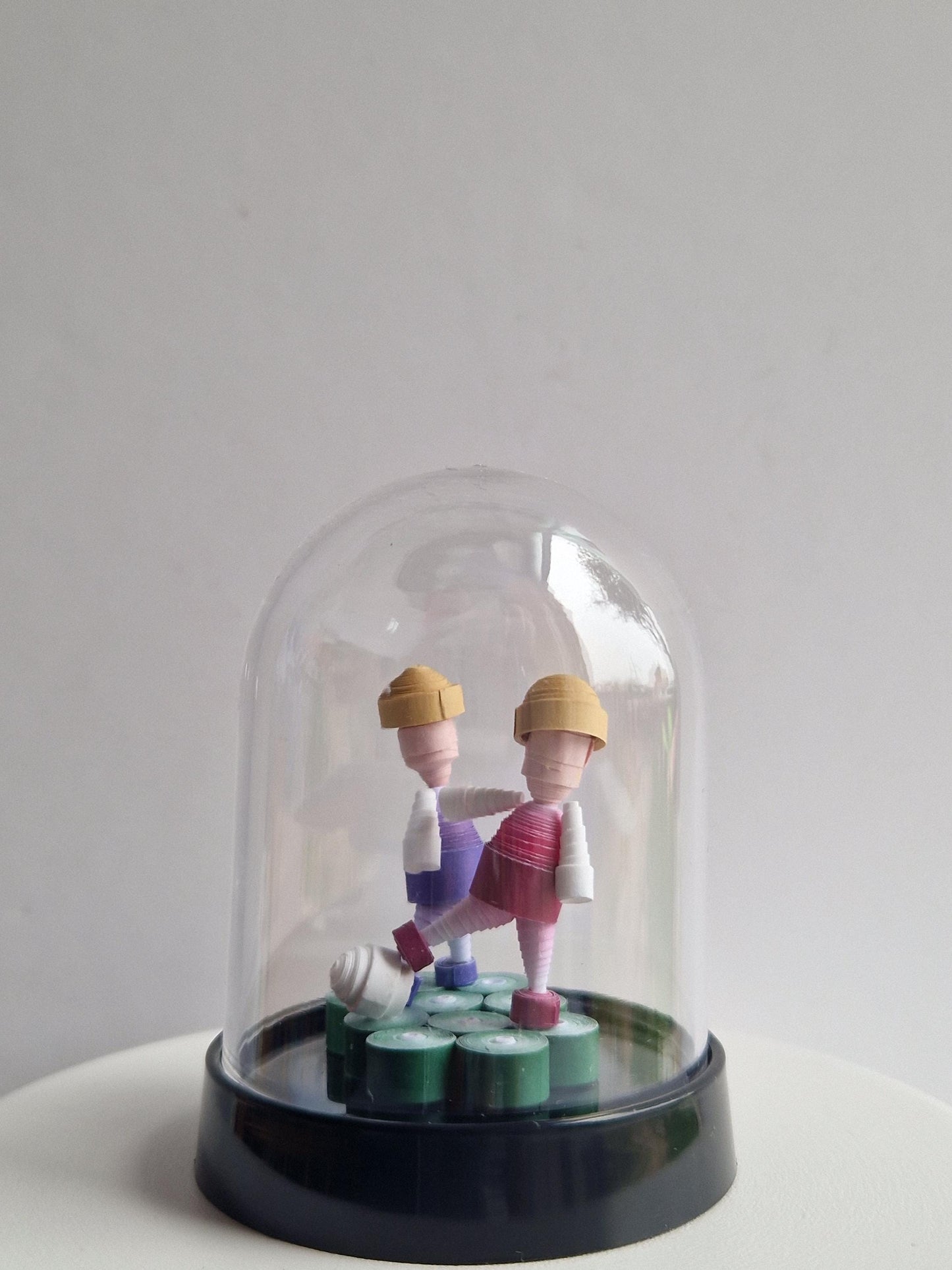 3D Playing With The Lads Quilled Paper quilling football statues Freestanding cloche jar! Cute.