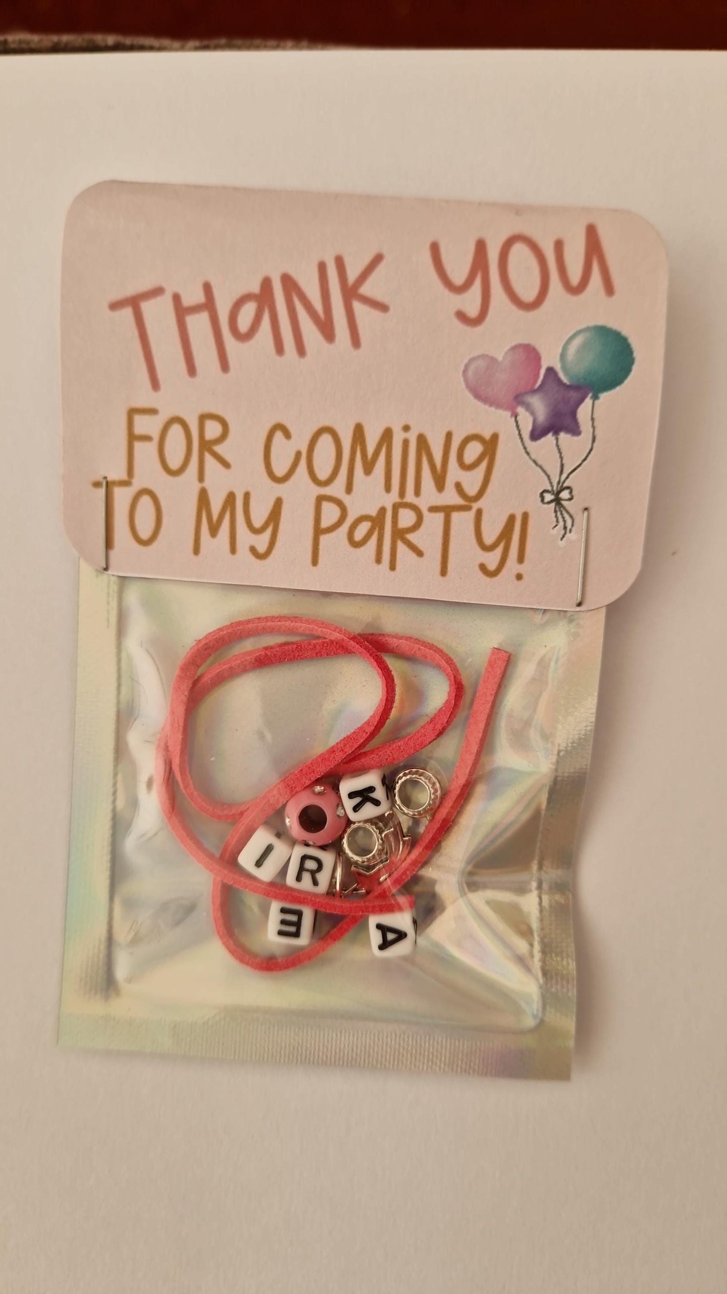 Gift bag filler - Personalised Name Bracelet Kids Party Gift Pink Faux Suede Cord